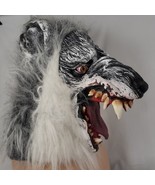 Adult Werewolf Full Face Mask Halloween Cosplay Pull Over Head Gray Whit... - $37.36