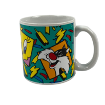 Vintage Coffee cup Mug 1993 Warner Bros Sakura Sylvester &amp; Tweety Taz Bugs Bunny - £11.53 GBP