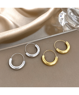 Glossy Stainless Steel Geometric Circle Earrings Waterproof Jewelry - $13.81
