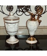 VTG Italy Angel Embellished Vase &amp; Matching Urn With Gold Gilt Accents C... - $49.99
