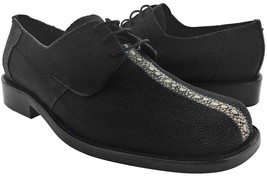 Mens Black Real Stingray Skin Sneaker Shoes Cowboy Genuine Leather - £125.54 GBP