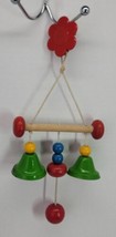VTG Wooden Hanging Baby Crib Mobile Toy Colorful Wood Balls &amp; Metal Bells Retro - £11.40 GBP