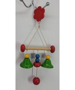 VTG Wooden Hanging Baby Crib Mobile Toy Colorful Wood Balls &amp; Metal Bell... - £11.37 GBP