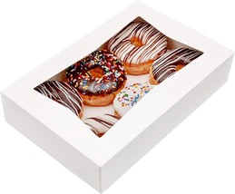 12x8x2.5 White Bakery Boxes with Window 50 Pack Pastry Boxes Donut Boxes... - $67.23
