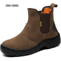 Men s plus size safety boots steel toe cap work shoes men outdoor anti slip steel thumb200