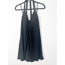 White House Black Market Beaded Black Halter Dress 6 - $15.84