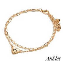 Layered Chain Link Anklet State of Texas Heart Charmd - £10.96 GBP