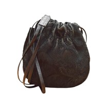 Longchamp Black Calf Hair &amp; Leather Drawstring Small Pouch Bag Crossbody... - $173.25