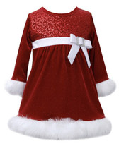 Toddler Girls&#39; Bonnie Jean Red/White Sequin Christmas Santa Dress Sz 2T NWT - £28.80 GBP