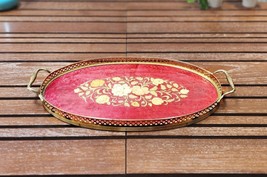 Vintage Italy serving tray-Sorrento lacquer tray floral inlay-breakfast/tea - £112.34 GBP