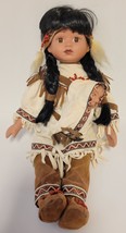 Vintage 14&quot; Handmade Native American Doll With Porcelain Face and Papoose - £28.31 GBP