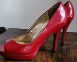 CANDIES ~ Red ~ Patent Leather ~ Size 8 Heels ~ 4.5&quot; Hi-Heel ~ CAYUNNIS ... - £23.63 GBP