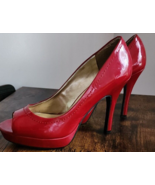 CANDIES ~ Red ~ Patent Leather ~ Size 8 Heels ~ 4.5&quot; Hi-Heel ~ CAYUNNIS ... - £23.84 GBP
