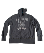Vintage American Eagle Hoodie Mens Large Full Zip Up 1977 Eagle Y2K Blue... - $77.32 CAD