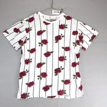 Knickerbocker Striped Red Roses T-Shirt Women&#39;s L Short Sleeves Whimsigo... - $20.00