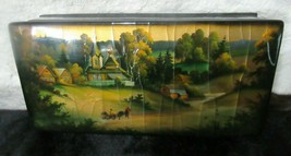 Russian Fairy Tale Hand Painted Lacquer Art Rectangle Trinket Box - £38.48 GBP