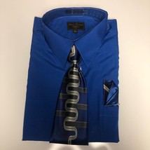 Enrico Rossini Dress Shirt Tie Pocket Square Mens Large 16-16.5 34-35 F. Blue NE - £12.48 GBP