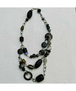 Chunky Glass Bead Linked Bib Necklace Layered Statement Artsy Olive Gree... - £10.52 GBP