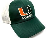 Miami Hurricanes Logo Green &amp; Tan Mesh Trucker Curved Bill Adjustable Sn... - $22.49