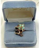 14k Yellow Gold Ring Opal And Garnet Statement Ring Size 6 Ladies 7.3 TW... - £302.77 GBP