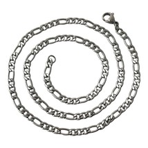 Solid 304 Stainless Steel 3.75mm Wide Figaro Link Chain Necklace 23 7/8 Inches - £19.95 GBP