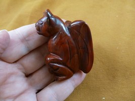 Y-CAT-ANG-712) red guardian Angel KITTY CAT gemstone stone carving figurine cats - £14.05 GBP