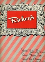 RICKEYS Menu Town House Studio Inn Red Chimney Rendezvous Room 1953 - £60.65 GBP