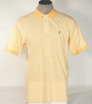 Izod Short Sleeve Yellow &amp; White Stripe Polo Shirt Men&#39;s NWT - £35.34 GBP