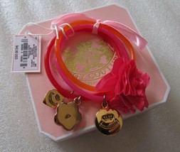 Juicy Couture Girl 4 Jelly Bracelets Charms Set New in Box Lady Bug Flower - £39.68 GBP