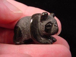 (Y-PAND-500) walking PANDA BEAR 1&quot; BLACK ONYX stone gemstone gem figurin... - $8.59
