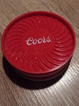 Set of 4 Vintage Coors Red/white Beer Plastic Coasters, rare find. - £7.95 GBP