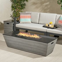 Mattie Outdoor 56-Inch Rectangular Fire Pit With Tank Holder - £811.94 GBP