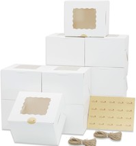 20pcs 6x6x5in Cake Boxes with Wave Window White Bakery Boxes Treat Boxes for Cak - £30.11 GBP