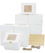 20pcs 6x6x5in Cake Boxes with Wave Window White Bakery Boxes Treat Boxes... - £29.52 GBP