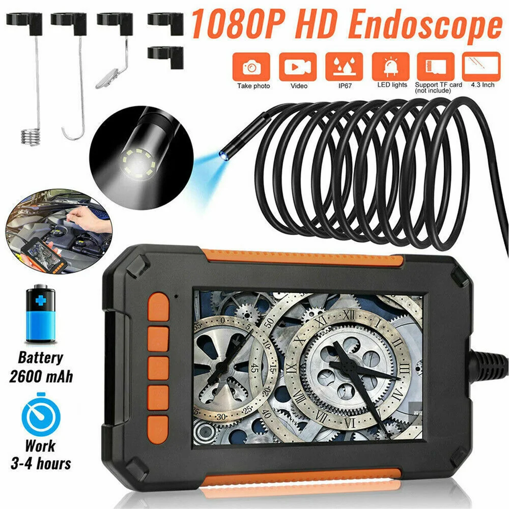 Industrial Endoscope Camera 8mm Lens 1080P 4.3&#39;&#39; Screen IP67 Waterproof Industry - £120.57 GBP