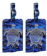 Leather Luggage Tags for Suitcases Set of 2 Cute Sea Turtle Leather Suit... - £15.60 GBP