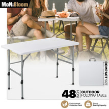 White[4 Ft Foldable Card Game Table]Outdoor Gathering Dining Desk W/Carry Handle - £89.51 GBP