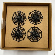 Christian Lacroix Napkin Ring Set Black Metal Spider Web Halloween Decor... - $14.35