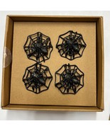 Christian Lacroix Napkin Ring Set Black Metal Spider Web Halloween Decor... - $264.44 MXN