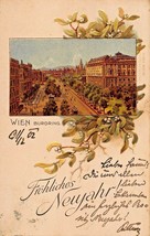 Fröhliches Neujahr-Happy Nuovo Year-Wien Austria-Burgring-Ornate 1902 Cartolina - £6.86 GBP