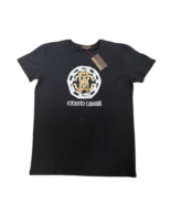 NWT ROBERTO CAVALLI uomo Large men&#39;s black t-shirt tee gold silver logo RC  - $95.67 CAD