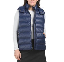NWT Ladies PETER MILLAR Navy Blue Chiron Hooded Quilted Puffy Golf Vest - XL image 2
