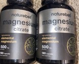 Magnesium Citrate 500mg, 360 Capsules Total (2 Pack Bottles 180 Each) 11... - $34.00