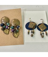 2 Pairs 90’s Metal Beaded Pierced Earrings - $7.92