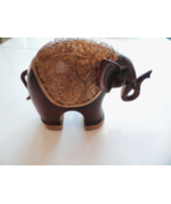HAND MADE WOODEN ELEPHANT STATUE DECORATIVE FIGURINE 9&quot; X 3&quot; MADE IN INDIA - $25.24