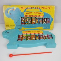 Vintage Blue Melody Elephant 8 Key Portable Xylophone Original Box One M... - $19.79