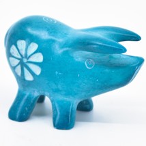 Vaneal Group Hand Carved Kisii Soapstone Tiny Miniature Sky Blue Pig Figurine - £11.13 GBP