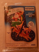 NEW Design Works Felt Christmas Stocking Kit Santa In Sleigh With Reindeer 5015 - $22.99