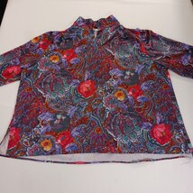 Vintage Floral Blouse Top Notch Long Sleeve Collared Shirt Women’s Chest 59" image 14