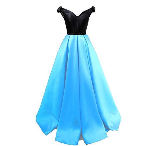 Off The Shoulder Black Top Long Formal Prom Evening Dress Party Gown Aqua US 8